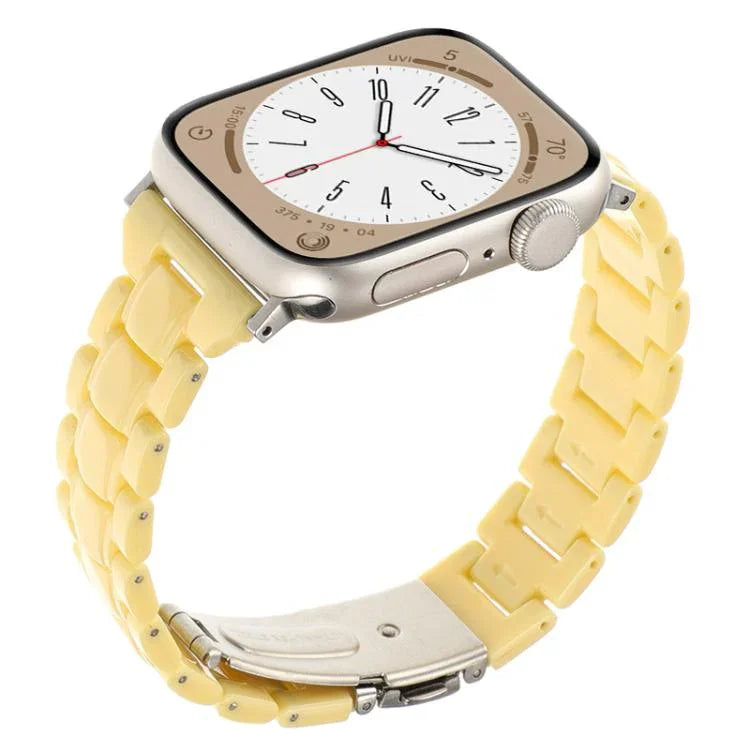 Bracelet de montre en résine à trois perles et motif losange, taille fine, pour Apple Watch 46 mm / 49 mm / 45 mm / 44 mm et 42 mm / 41 mm / 40 mm / 38 mm.