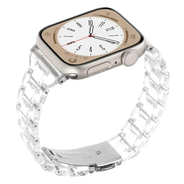 Bracelet de montre en résine à trois perles et motif losange, taille fine, pour Apple Watch 46 mm / 49 mm / 45 mm / 44 mm et 42 mm / 41 mm / 40 mm / 38 mm.
