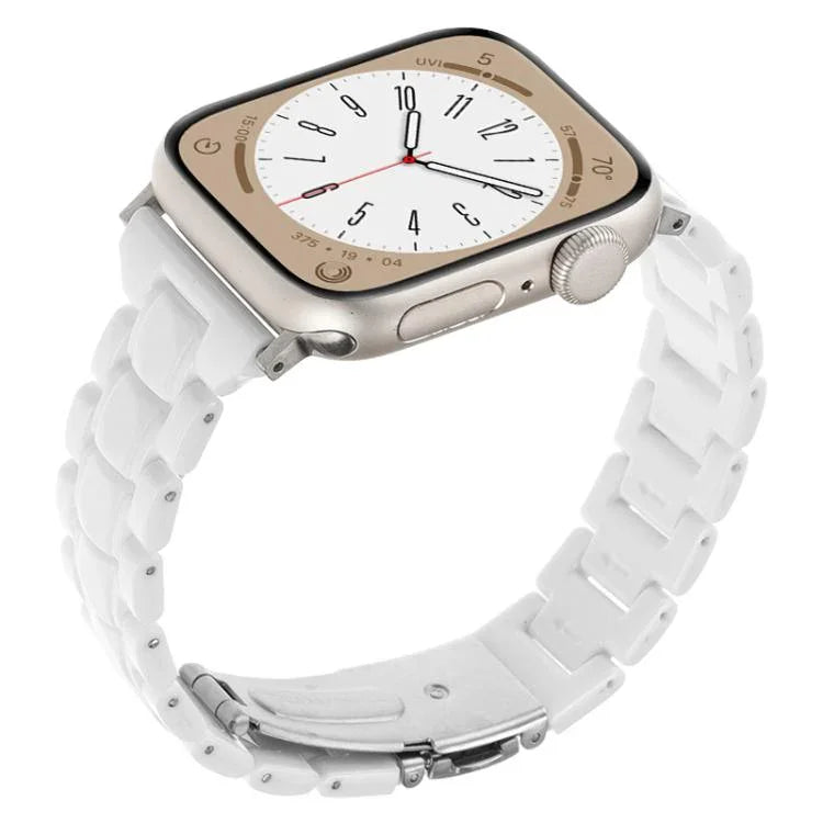 Bracelet de montre en résine à trois perles et motif losange, taille fine, pour Apple Watch 46 mm / 49 mm / 45 mm / 44 mm et 42 mm / 41 mm / 40 mm / 38 mm.