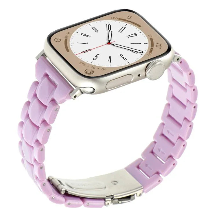 Bracelet de montre en résine à trois perles et motif losange, taille fine, pour Apple Watch 46 mm / 49 mm / 45 mm / 44 mm et 42 mm / 41 mm / 40 mm / 38 mm.