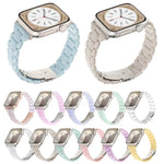 Bracelet de montre en résine à trois perles et motif losange, taille fine, pour Apple Watch 46 mm / 49 mm / 45 mm / 44 mm et 42 mm / 41 mm / 40 mm / 38 mm.