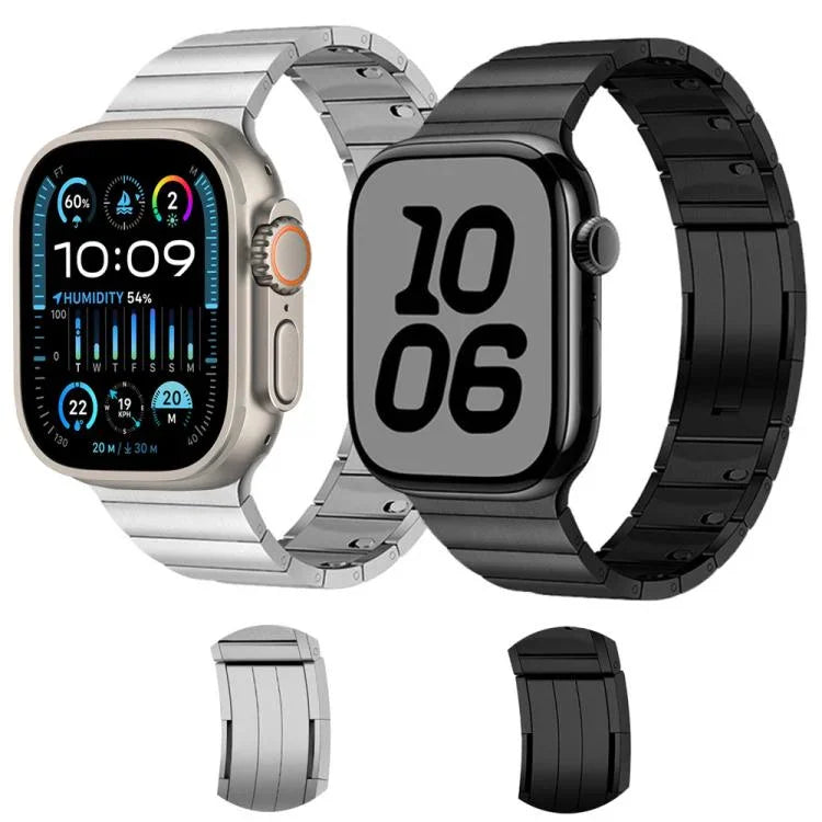 Bracelet de montre en acier inoxydable à une seule perle, amovible latéralement, pour Apple Watch 46 mm / 49 mm / 45 mm / 44 mm et pour Apple Watch 42 mm / 41 mm / 40 mm / 38 mm