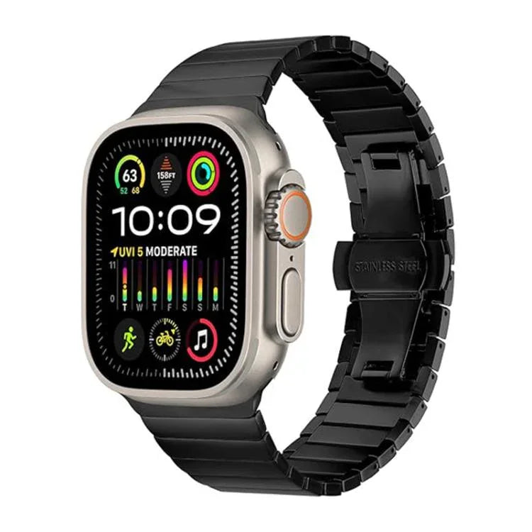 Bracelet de montre en alliage de titane à une perle avec fermoir papillon, pour Apple Watch 46 mm / 49 mm / 45 mm / 44 mm