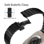 Bracelet de montre en alliage de titane à une perle avec fermoir papillon, pour Apple Watch 46 mm / 49 mm / 45 mm / 44 mm
