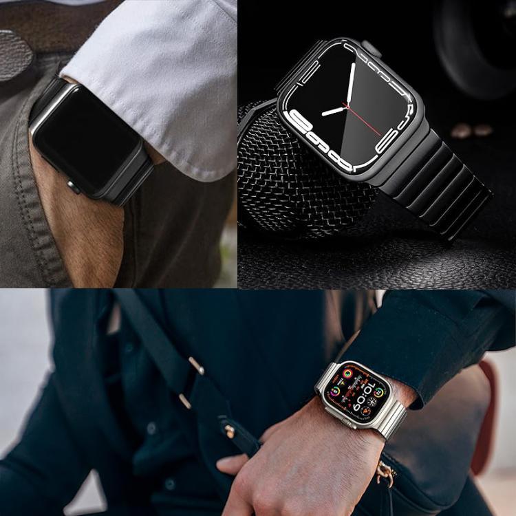 Bracelet de montre en alliage de titane à une perle avec fermoir papillon, pour Apple Watch 46 mm / 49 mm / 45 mm / 44 mm