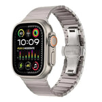 Bracelet de montre en alliage de titane à une perle avec fermoir papillon, pour Apple Watch 46 mm / 49 mm / 45 mm / 44 mm