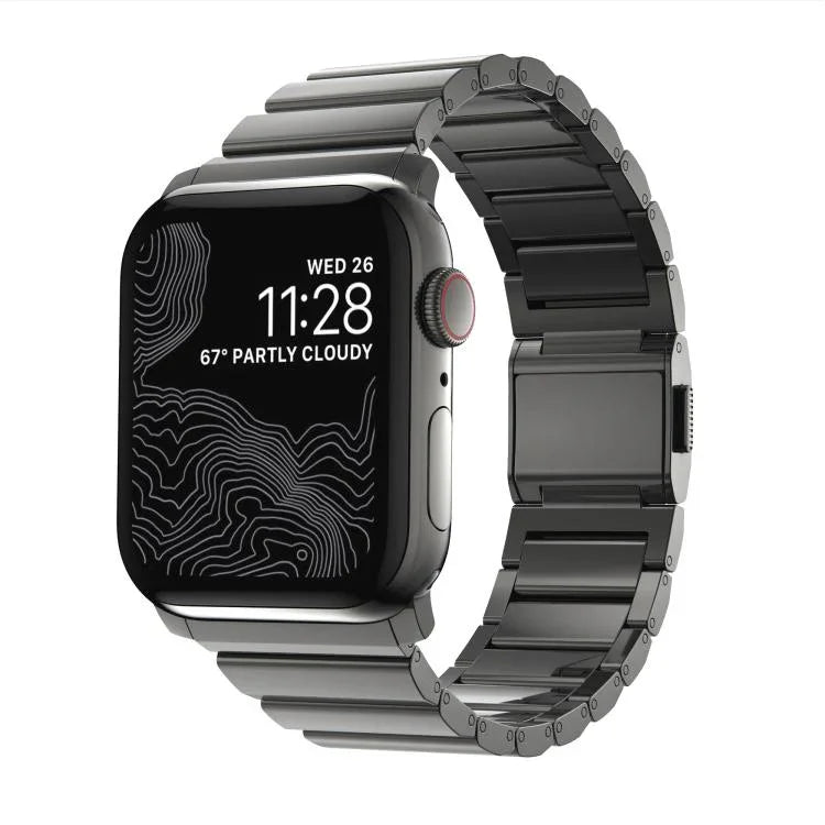 Norman Clasp One-Bead Stainless Steel Watch Band, For Apple Watch 46mm / 49mm / 45mm / 44mm