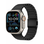 Bracelet de montre en titane pur avec boucle Norman en bambou, pour Apple Watch 46 mm / 49 mm / 45 mm / 44 mm