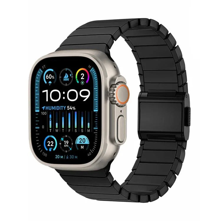 Bracelet de montre en titane pur avec boucle Norman en bambou, pour Apple Watch 46 mm / 49 mm / 45 mm / 44 mm