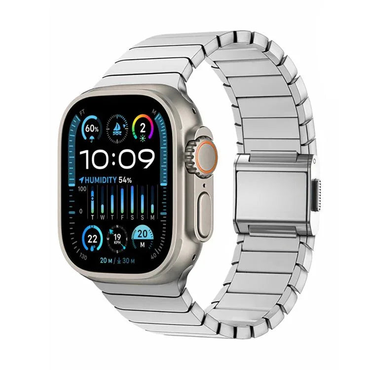 Bracelet de montre en titane pur avec boucle Norman en bambou, pour Apple Watch 46 mm / 49 mm / 45 mm / 44 mm