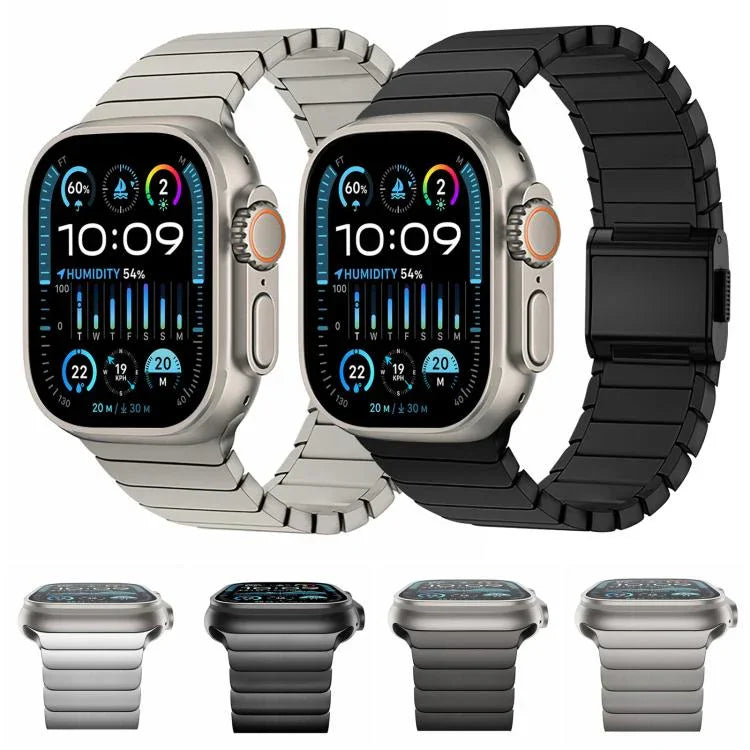 Bracelet de montre en titane pur avec boucle Norman en bambou, pour Apple Watch 46 mm / 49 mm / 45 mm / 44 mm