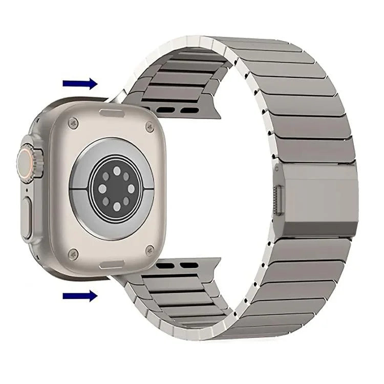 Bracelet de montre en titane pur avec boucle Norman en bambou, pour Apple Watch 46 mm / 49 mm / 45 mm / 44 mm