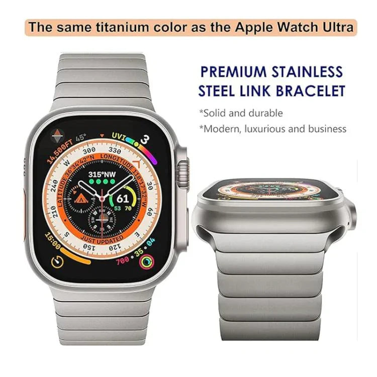 Bracelet de montre en titane pur avec boucle Norman en bambou, pour Apple Watch 46 mm / 49 mm / 45 mm / 44 mm