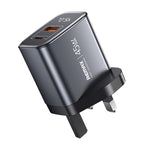 Chargeur rapide à affichage numérique REMAX U2-AC 45W USB et Type-C GaN, prise EU, prise UK