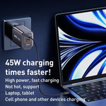 Chargeur rapide à affichage numérique REMAX U2-AC 45W USB et Type-C GaN, prise EU, prise UK
