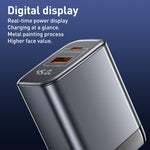 Chargeur rapide à affichage numérique REMAX U2-AC 45W USB et Type-C GaN, prise EU, prise UK