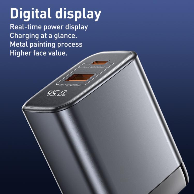 Chargeur rapide à affichage numérique REMAX U2-AC 67W USB et Type-C GaN, prise EU, prise UK