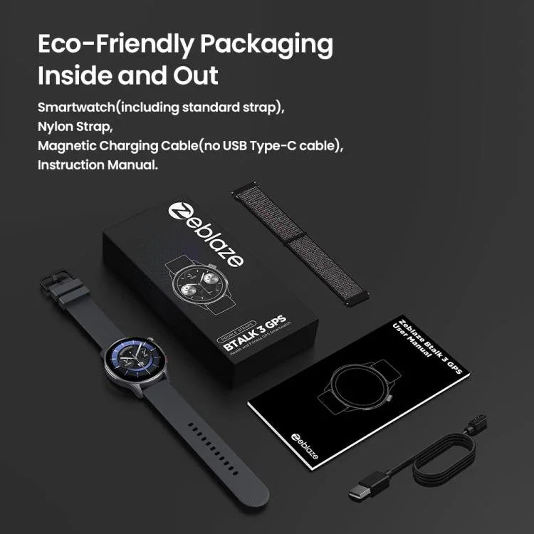 Montre connectée Zeblaze Btalk 3 GPS avec écran HD AMOLED de 1,43 pouce, compatible avec les appels Bluetooth.