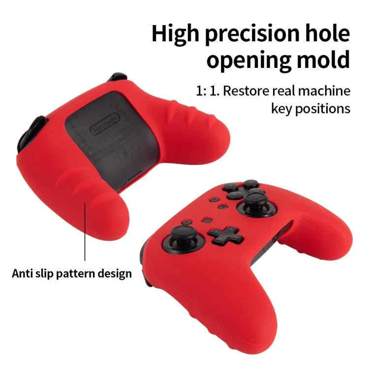 Poignée de jeu avec housse de protection en silicone couleur unie pour Nintendo Switch Pro