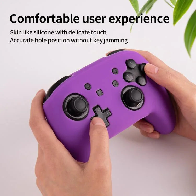 Poignée de jeu avec housse de protection en silicone couleur unie pour Nintendo Switch Pro