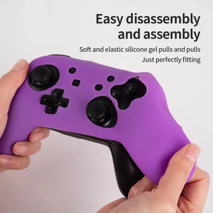 Poignée de jeu avec housse de protection en silicone couleur unie pour Nintendo Switch Pro