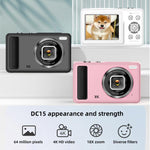 Caméra DC15 2,4 pouces zoom numérique 18X vidéo HD 4K prise de vue 64MP