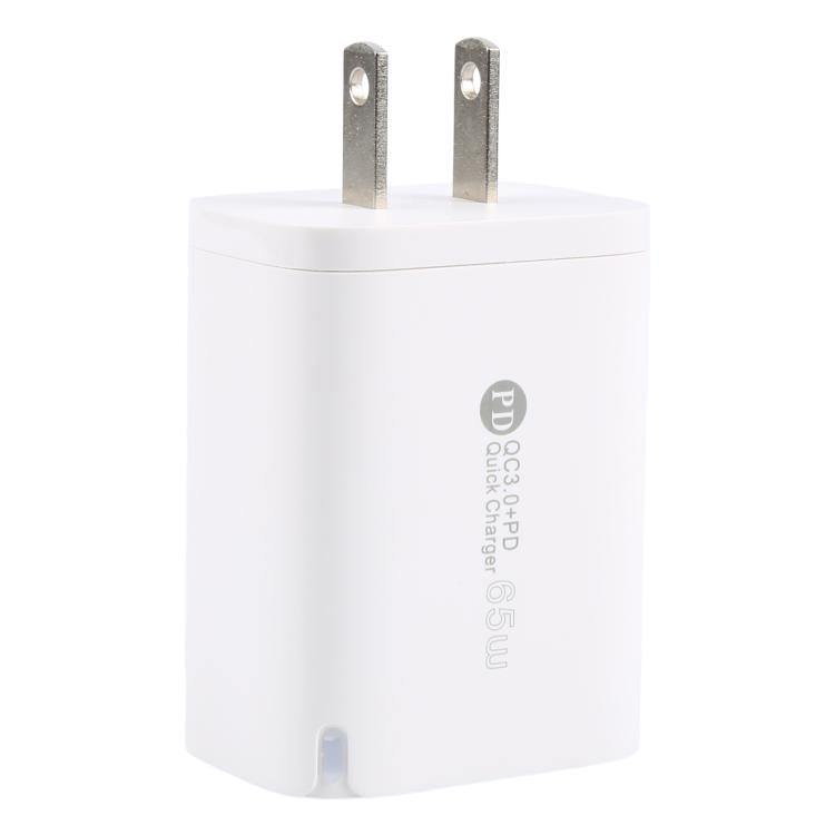 Chargeur rapide AR-PD12 65W QC3.0 USB et USB-C / Type-C PD, prise US, prise US