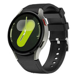 Bracelet de montre en silicone et cuir avec boucle ardillon argentée, pour Samsung Galaxy Watch 7 / 6 / 5 / 4