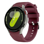 Bracelet de montre en silicone et cuir avec boucle ardillon argentée, pour Samsung Galaxy Watch 7 / 6 / 5 / 4