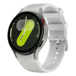 Bracelet de montre en silicone et cuir avec boucle ardillon argentée, pour Samsung Galaxy Watch 7 / 6 / 5 / 4
