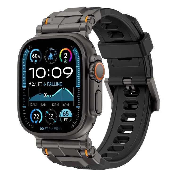 Bracelet de montre en silicone avec connecteur en alliage, pour Apple Watch 46 mm / 49 mm / 45 mm / 44 mm
