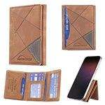 Étui portefeuille magnétique horizontal en cuir prismatique pour cartes