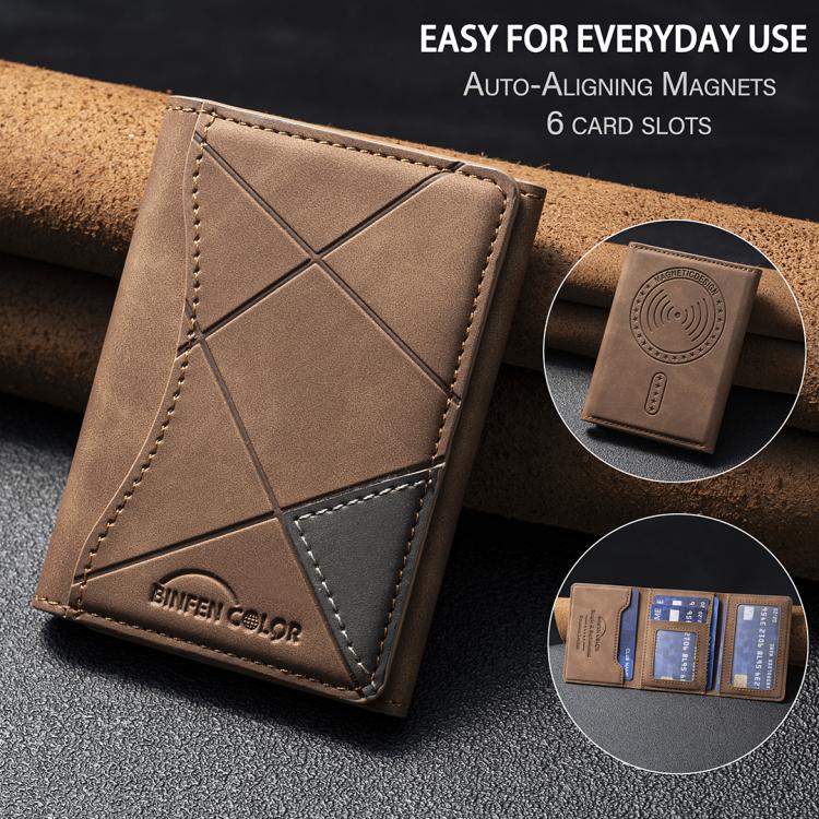 Étui portefeuille magnétique horizontal en cuir prismatique pour cartes