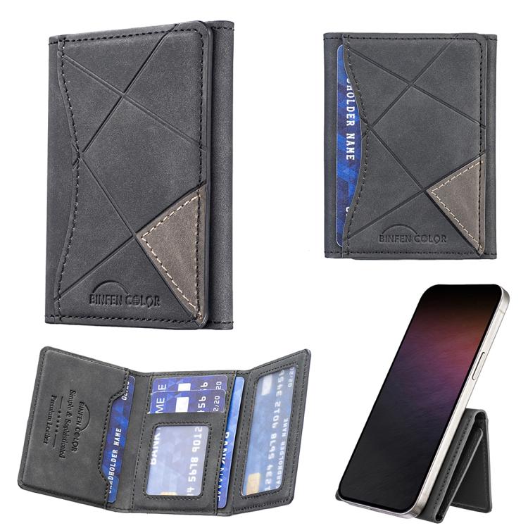 Étui portefeuille magnétique horizontal en cuir prismatique pour cartes