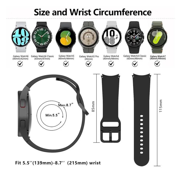 Bracelet de montre en silicone avec boucle ardillon en métal Kalebol, pour Samsung Galaxy Watch 7 / 6 / 5 / 4