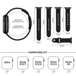 Bracelet de montre en silicone Kalebol à boucle inversée, compatible avec les Apple Watch 46 mm / 49 mm / 45 mm / 44 mm et 42 mm / 41 mm / 40 mm / 38 mm.