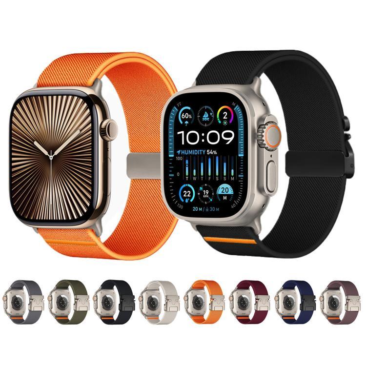 Bracelet de montre élastique en nylon avec boucle parachute Kalebol, compatible avec Apple Watch 46 mm / 49 mm / 45 mm / 44 mm et Apple Watch 42 mm / 41 mm / 40 mm / 38 mm.
