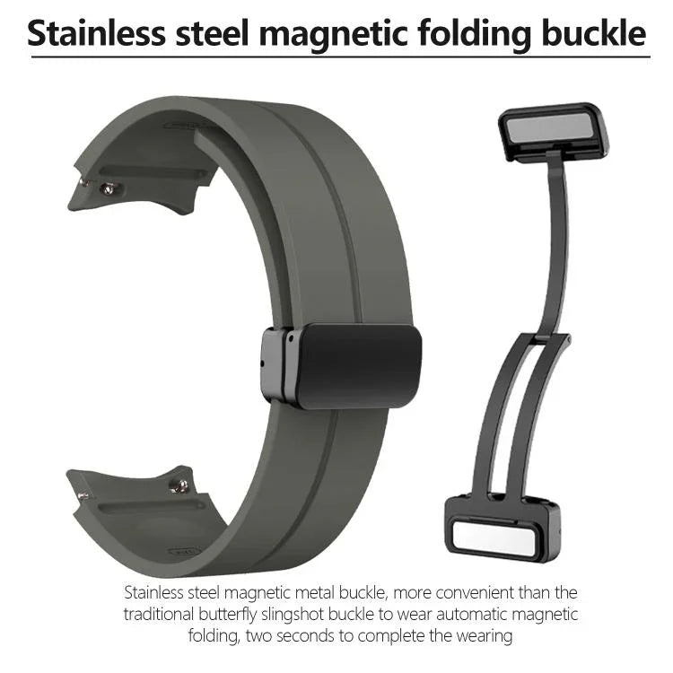Bracelet en silicone Kalebol avec boucle magnétique pliante concave, pour Samsung Galaxy Watch7 / 6 / 5