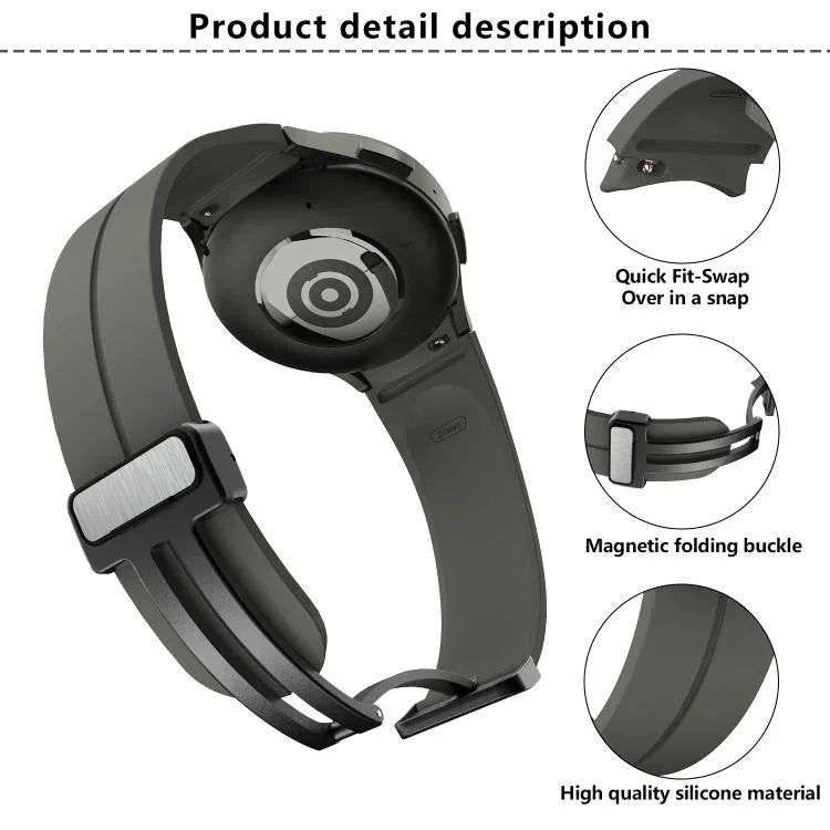Bracelet en silicone Kalebol avec boucle magnétique pliante concave, pour Samsung Galaxy Watch7 / 6 / 5