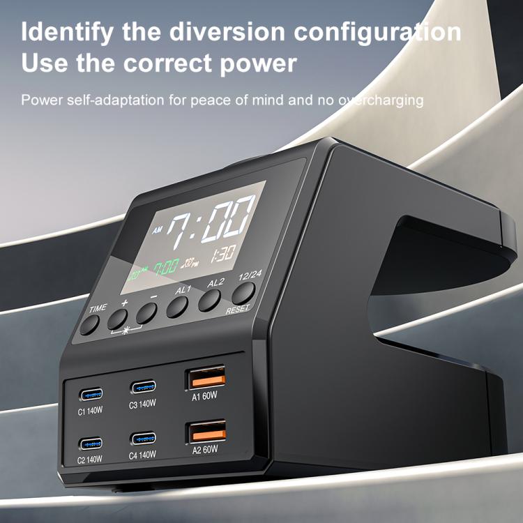 Station de recharge multifonctionnelle multi-ports 9 en 1 de 240 W avec fonction alarme, 9 en 1 240 W