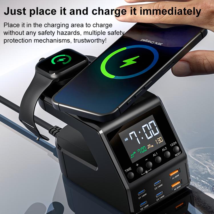 Station de recharge multifonctionnelle multi-ports 9 en 1 de 240 W avec fonction alarme, 9 en 1 240 W