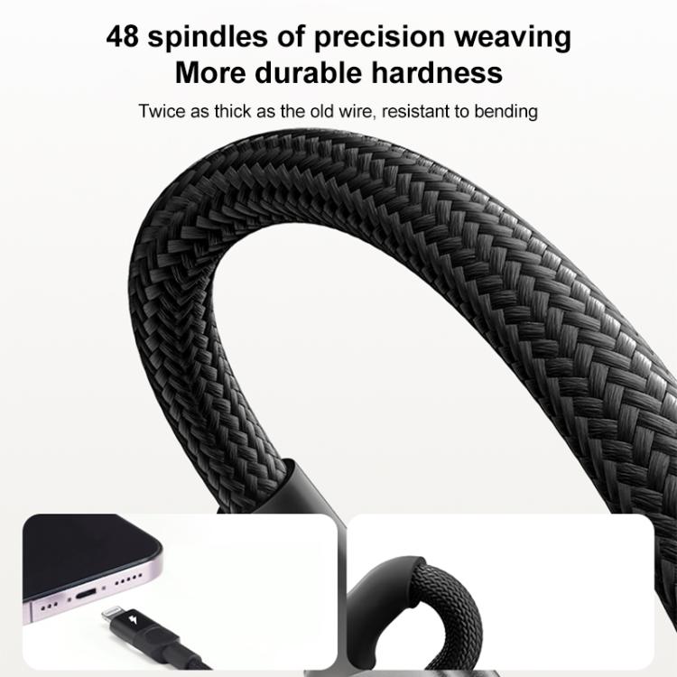 MOMAX DL57D Mag.Link 60W Type-C to 8 Pin Magnetic Braided Fast Charging Data Cable, Length:1m