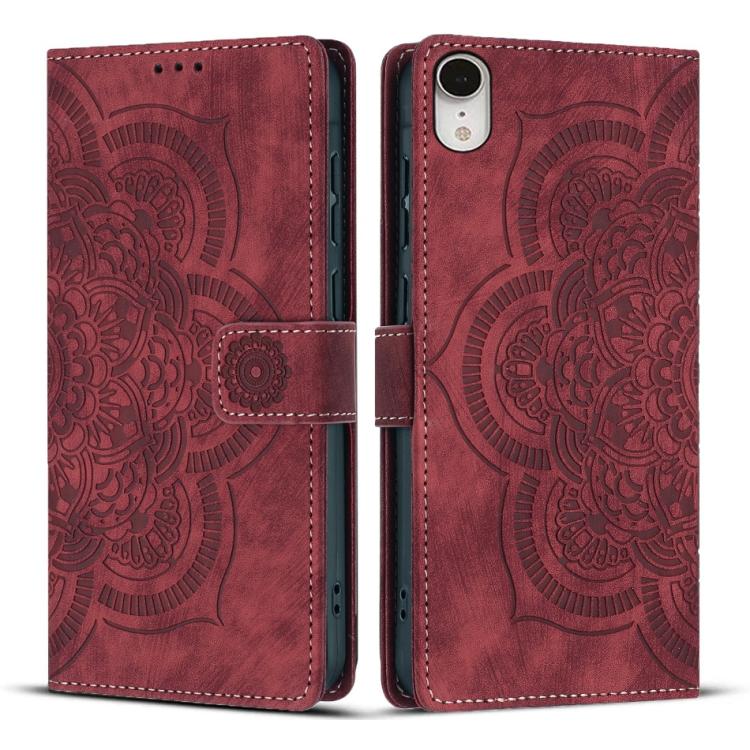 Coque de téléphone en cuir dépoli rétro gaufré mandala, pour iPhone XR, pour iPhone XS Max, pour iPhone 7 Plus / 8 Plus