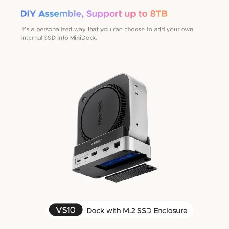 Station d'accueil multifonction ORICO VS10 Mini pour Mac Mini 2024, sans mémoire.