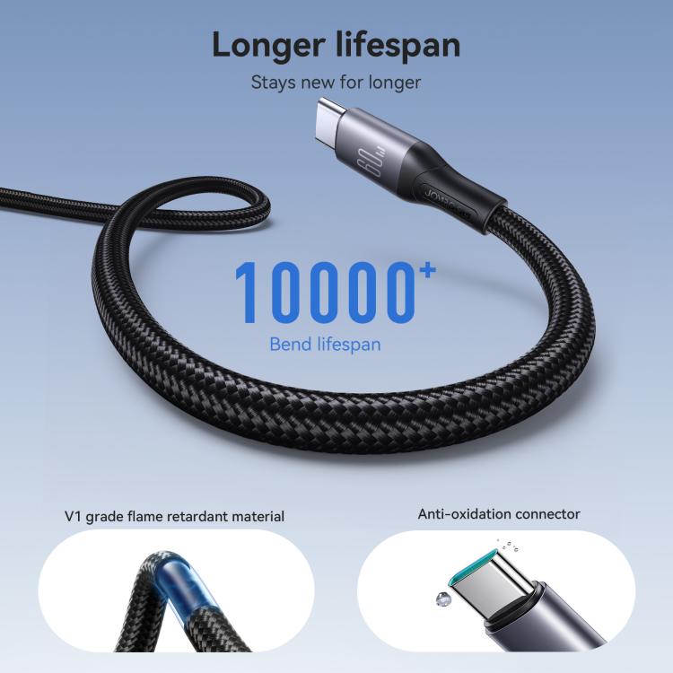 Câble de données de charge rapide JOYROOM S-A28 Flash Series 60W 480Mbps, longueur : 2m, câble Type-C vers Type-C, câble Type-C vers 8 broches, câble USB vers Type-C, câble USB vers 8 broches