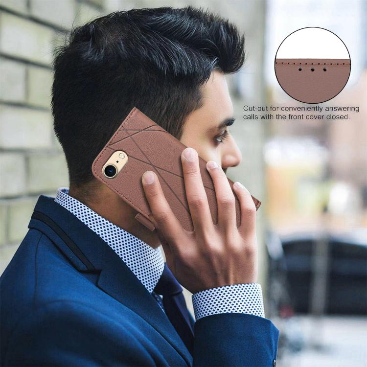 Étui de téléphone en cuir avec motif géométrique RFID, Pour iPhone 6 / 7 / 8 / SE, Pour iPhone 13 Pro Max, Pour iPhone 13 Pro, Pour iPhone 12 / 12 Pro, Pour iPhone 12 Pro Max, Pour iPhone 11 Pro Max, Pour iPhone 11, Pour iPhone 11 Pro