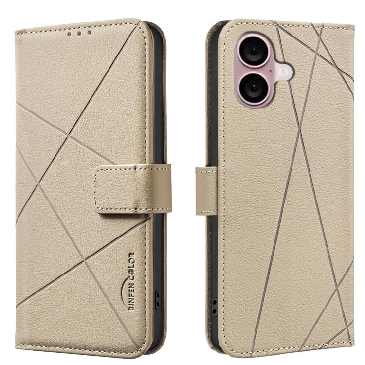 Étui de téléphone en cuir avec motif géométrique RFID, pour iPhone 16e / 17e, pour iPhone 17 Pro Max, pour iPhone 17 Pro, pour iPhone 17, pour iPhone Air, pour iPhone 16 Pro Max, pour iPhone 16 Pro, pour iPhone 16 Plus