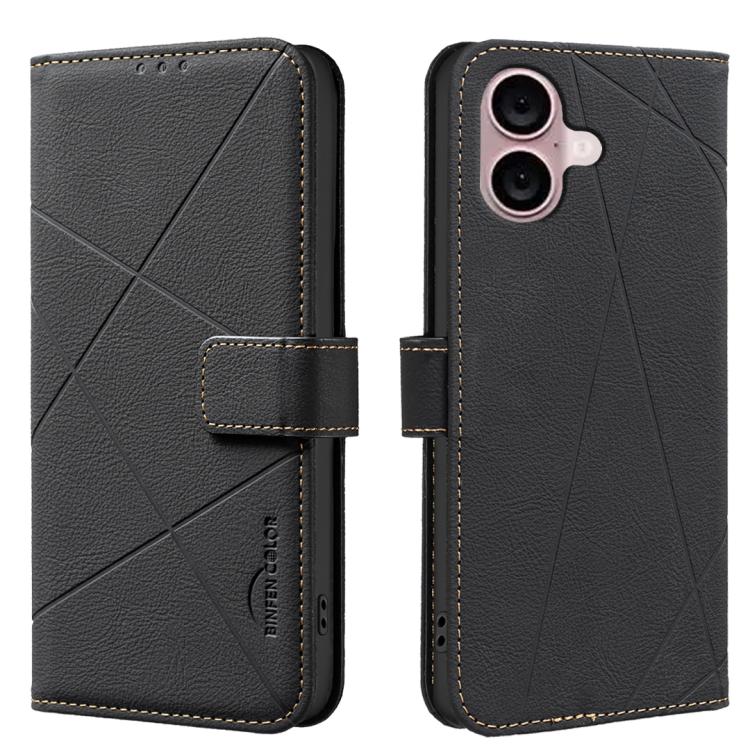 Étui de téléphone en cuir avec motif géométrique RFID, pour iPhone 16e / 17e, pour iPhone 17 Pro Max, pour iPhone 17 Pro, pour iPhone 17, pour iPhone Air, pour iPhone 16 Pro Max, pour iPhone 16 Pro, pour iPhone 16 Plus