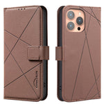 Étui de téléphone en cuir avec motif géométrique RFID, pour iPhone 16e / 17e, pour iPhone 17 Pro Max, pour iPhone 17 Pro, pour iPhone 17, pour iPhone Air, pour iPhone 16 Pro Max, pour iPhone 16 Pro, pour iPhone 16 Plus