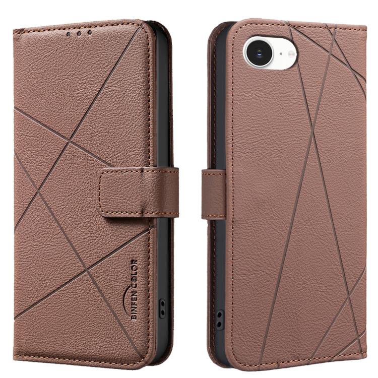 Étui de téléphone en cuir avec motif géométrique RFID, pour iPhone 16e / 17e, pour iPhone 17 Pro Max, pour iPhone 17 Pro, pour iPhone 17, pour iPhone Air, pour iPhone 16 Pro Max, pour iPhone 16 Pro, pour iPhone 16 Plus